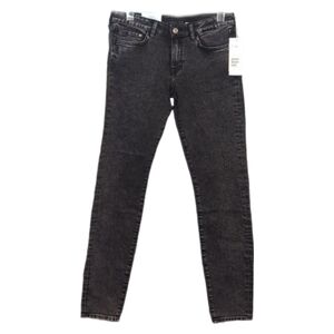 NEW H&M Low Waist Denim Jeans Womens Size 28 Black Acid Wash Skinny Stretch